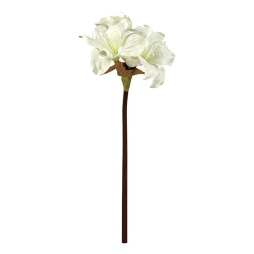 Kunstblume Amaryllis 48cm, 1Stängel, 3 Blüten. Künstliche Amaryllis, Winterdeko, Weihnachten Dekoration Weiß Weiss
