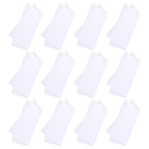 MOKKHNB Paquete 12 Pañuelos Cuadrados de Algodón Blanco para Pintar y Teñir, Diseño Sencillo y Cómodo, para Manualidades y Tie-dye para Proyectos Creativos
