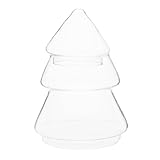 Baluue Tarro de Vidrio Transparente con Forma de Árbol de Navidad con Tapa Hermética Recipiente para Dulces Galletas y Golosinas para Decoración y Almacenamiento Festivo