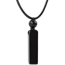 weryerker Natural Gemstone Pendant Necklace for Men, Healing Crystal Pendant, Cuboid Amulet Pendant with Adjustable Wax Rope