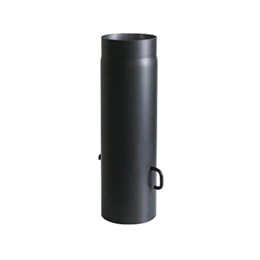 Kamino-Flam – Tubo con válvula para chimenea, Conducto de humos, Tubo vitrificado – acero resistente a altas temperaturas – Negro, Ø 150 mm/longitud 500 mm