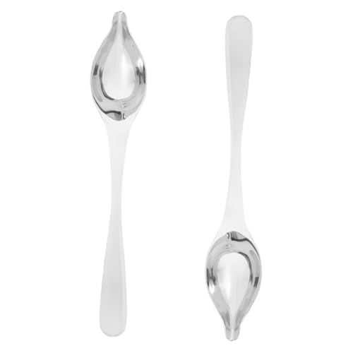 PRETYZOOM 2pcs Stainless Steel Tapered Spout Saucier Spoon Culinary Tool for Gravy Sauces Dessert Plating Ergonomic Design for Comfortable Use Precision Control