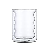 Tasses à café en verre à double paroi, verres à dessert personnalisés Ripple Latte Cappuccino tasses thermiques transparentes pour boissons chaudes/froides, lait