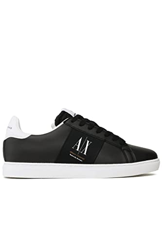 Armani Exchange Men's Sneaker, Black Optic White, 10.5