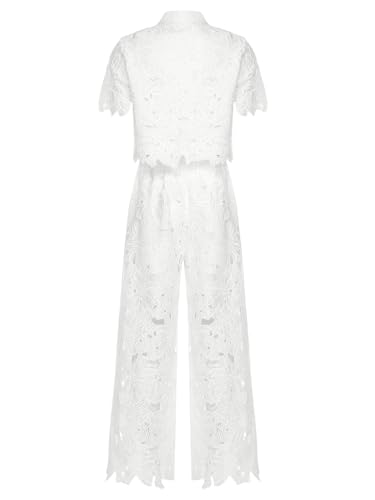 Sywiyi 2 Piece Dress Suit for Women Casual Party Summer Outfits Short Sleeve Tops with Wide Leg Pants Sets4