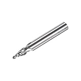 uxcell Tapered Ball Nose End Mill, Uncoated Solid Carbide 2 Flute Spiral Milling Cutter, 1mm Radius, 2mm Diameter, 6mm Shank, 45mm Length, 20 Degree Angle