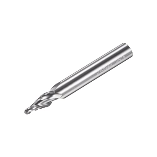 sourcing map Tapered Ball Nose End Mill, Uncoated Solid Carbide 2 Flute Spiral Milling Cutter, 1mm Radius, 2mm Diameter, 6mm Shank, 45mm Length, 20 Degree Angle