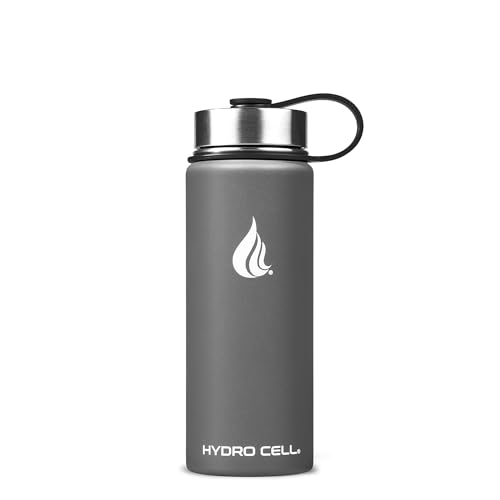 Image of HYDRO CELL Stainless Steel Insulated Water Bottle with Straw - For Cold & Hot Drinks - Metal Vacuum Flask with Screw Cap and Modern Leakproof Sport Thermos for Adults (Graphite 18oz)