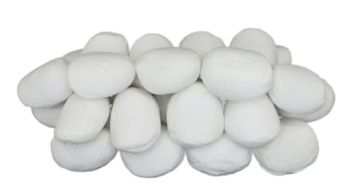 The Stove Wizard White Ceramic Pebbles – 30 Fire Stones for Gas Fire, LPG Fire, Electric Fireplace & Bio Ethanol Burner – Heat-Resistant Fuel Effect Pebbles (60mm x 40mm x 40mm)
