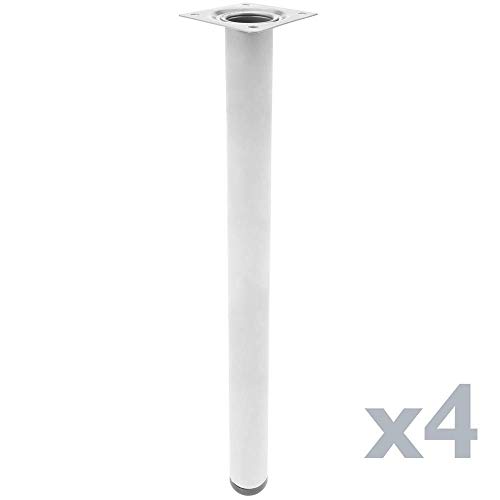 PrimeMatik - Pies Redondos para Mesa y Mueble. Patas en Acero Gris de 75cm 4-Pack