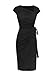 Women's Vintage Cap Sleeves Asymmetrical Neckline Sheath Bodycon Casual Work Cocktail Party Pencil Faux Wrap Dresses (US, Alpha, Large, Regular, Regular, Black)