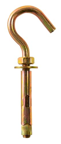 Tasselli a Espansione Con Gancio 4 pezzi in Acciaio Zincato M8 Lunghezza 12 cm Completo di dado e Rondella Idoneo Per Esterno e Interno Muro Laterizio e Cemento.