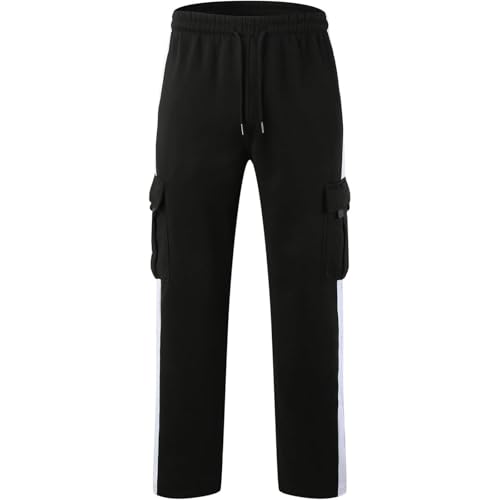 Sweatpants for Men Classic Color Block Stylish Running Sweatpants Teen Boys Drawstring Workout Joggers Multic Pockets4