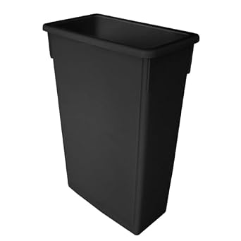 FSE PLTC023K Trash Can, 23 Gallon, Rectangular, Flat Bottom, Durable, Plastic, Black