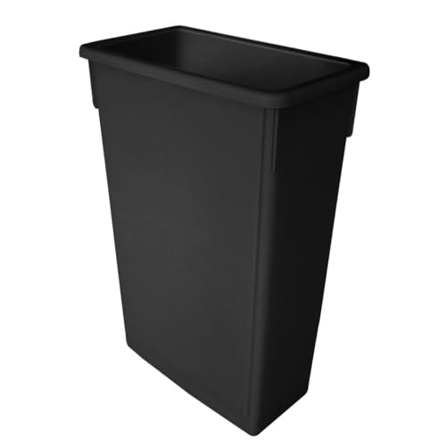 FSE PLTC023K Trash Can, 23 Gallon, Rectangular, Flat Bottom, Durable, Plastic, Black