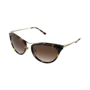 Michael Kors Woman Sunglasses Light Gold/Dark Tortoise Frame, Brown Gradient Lenses, 54MM