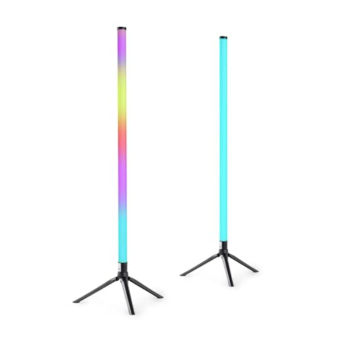 Fuzzix Starry Set de 2 Tubes LED Verticaux 1 m, 43 LED RVB, Modes Auto, Son-Lumière et App Bluetooth, Télécommande et Trépieds Inclus, Idéal pour DJ,...