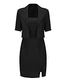YOUNIFIZ DAMEN-BUSINESS-KLEID, ANZUG-SET, 2025, KURZÄRMELIG, BLAZER, 2-TEILIG, ARBEITS-BLAZER, FORMELLER ANZUGANZUG, SCHWARZ , S