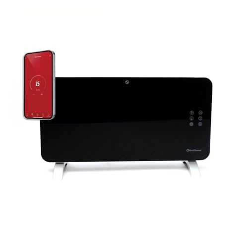 Rediffusion Panel Heater 1500W, Smart Glass, Works with Alexa & Google Assistant, Smart App Control, Wall Mount or Free Standing, Fast Heating, Overheat Protection, Black - RED1500GB