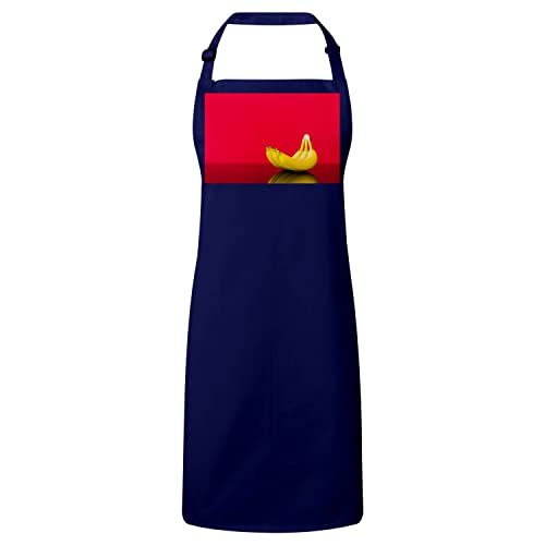 Tablier Cuisine Premium Navy Trois bananes Solidaires sur Fond Rouge