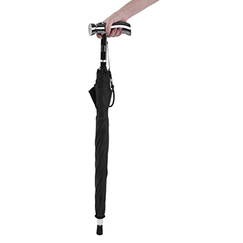 Paraplu wandelstok, LED-zaklamp 83,5 cm / 32,9 inch Alarm wandelstok USB opladen voor ouderling(Zilver) - Image 3