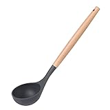YYP Silicone Ladle Spoon, Heat-Resistant Silicone Soup Ladle, Ergonomic Wooden Handle Comfortable...