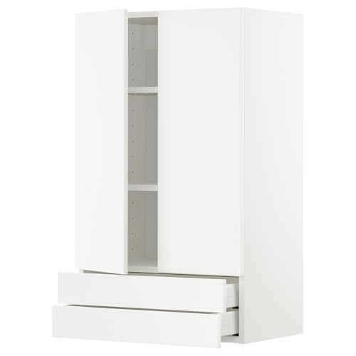 ProTuning HOMEMETOD/MAXIMERA Armario de pared con 2 puertas/2 cajones, blanco/Veddinge blanco, 60x100 cm