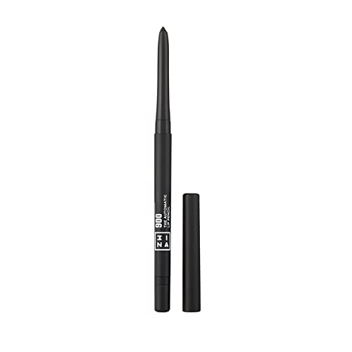 3INA MAKEUP - The Automatic Lip Pencil 900 - Black Lip Liner with Built- In Sharpener and Brush - Longwearing and Waterproof Lip Liner - Creamy and Hydrating Lip Liner - Vegan - Cruelty Free