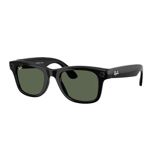Ray-Ban Meta (Gen 2) Wayfarer AI Glasses for Men Women 12 MP Camera 3K Ultra HD Video Open-Ear Audio Meta AI 2X Battery Life Shiny Black / G15 Green Lenses