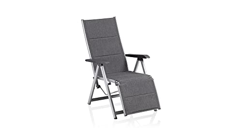 Kettler BasicPlus Padded Relaxsessel, Silber/anthrazit, Alu/Textilene, 0301216-9000, verstellbare Rückenlehne