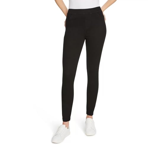Nine West Women's Classic Denim Leggings, Jeggings for Women with Front and Back Pockets, Mid Rise Skinny Stretch Jeans - Black Small