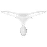 Alvivi Herren Strings Bikini Briefs Low-Rise G-String Minislips Sexy Gay Tanga Thong T-Back Dessous Unterwäsche E Weiß L