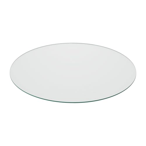 Relaxdays Glasplatte, Ø 90 cm, 8 mm dick, gehärtetes ESG, runde Glasscheibe für Tisch & Kamin, Tischplatte, transparent