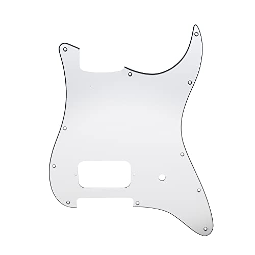 Musiclily Pro 11穴 シングル アンカバー ハムバッカーとポットスロットピックガード USA/メキシコ フェンダー トムデロンギ ストラトスタイルエレキギター用、ホワイト3P