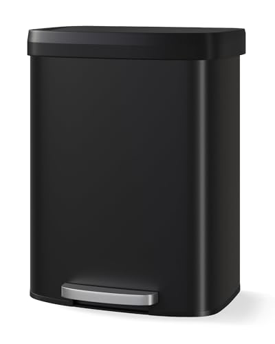 Caneca de Basura Negra de Acero Inoxidable 16 gal