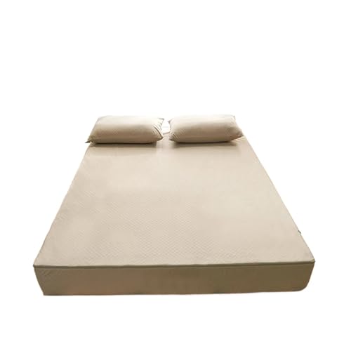 Funda de colchón Impermeable con Cremallera de Seis Lados, Protector de colchón Todo Incluido, Sábana Bajera Acolchada Personalizada Queen para el Dormitorio, el colchón(Brown,160x200x15cm 1pc)