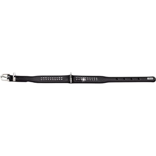 HUNTER DIAMOND PETIT Halsband für kleine Hunde, Leder, mit Strasssteinchen, 42 (S), schwarz