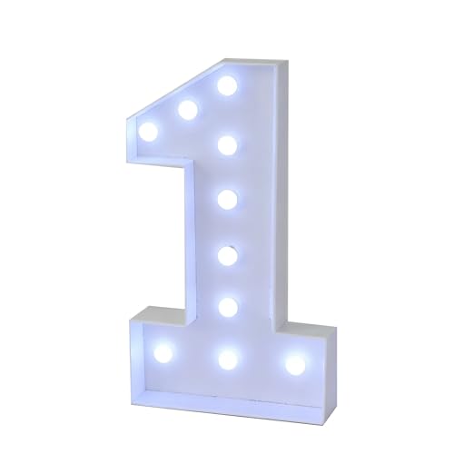 Letrero De Luces LED Blancas Frías Con Números, Letras Combinables For Bodas, Cumpleaños, Aniversarios, Fiestas, Lámpara De Cartón, Decoración For El Hogar Y Graduación(Number 1,120cm/4ft)