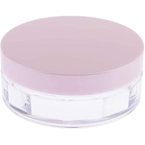 AKOAK Capacity 10 ml(0.33 oz) No Leaks Empty Reusable Plastic Loose Powder Compact Container DIY Makeup Powder Case with Sponge Powder Puff,Elasticated Net Sifter and Pink Threaded Screw Lid Cover
