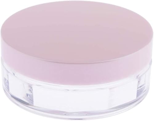 AKOAK Capacity 10 ml(0.33 oz) No Leaks Empty Reusable Plastic Loose Powder Compact Container DIY Makeup Powder Case with Sponge Powder Puff,Elasticated Net Sifter and Pink Threaded Screw Lid