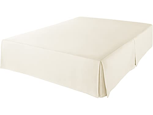 Image of Amazon Basics Lightweight Pleated Bed Skirt, Queen, Beige, Wrinkle Resistant, Fade Resistant, Machine Washable