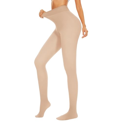 Image of NexiEpoch 2 Pairs Fleece Lined Tights Women - Pantyhose Sheer Black Thick Dress Thermal Warm Fake Leggings for Winter