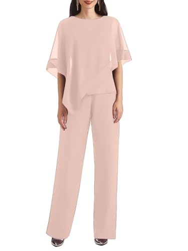 3 Pieces Mother of The Bride Pant Suits for Wedding Pant Suits for Women Chiffon Long Evening Gowns with Jacket