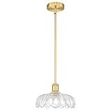 FEMILA 10.4' Gold Pendant Light, Vintage Pendant Lighting with Flower Glass, Pendant Light for Kitchen Island Bedroom Hotel Living Room, 4FJX82MIL BG