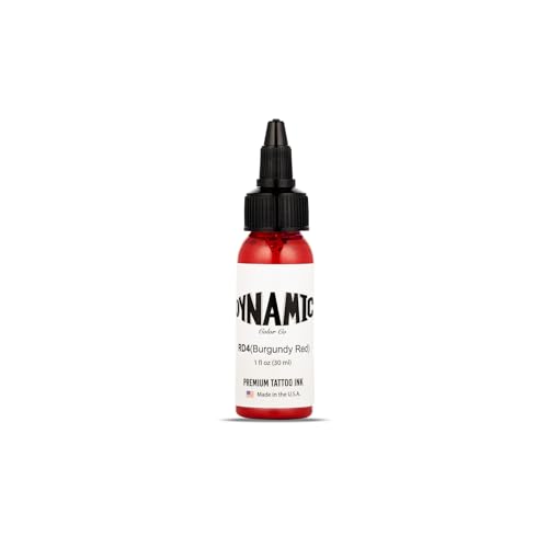 Image of Dynamic Color Burgundy Red Tattoo Ink, Made in USA Since 1990, 1 oz | Sterilized and lot-numbered for full traceability; established American brand trusted by artists worldwide