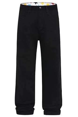MZNBURAM Men's Non-Stretch Loose Fit Wide-Leg Baggy Jeans