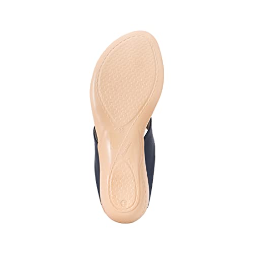 Image of Khadim's Synthetic Leather PVC Sole Navy Slip-On Flats for Women - Size UK 10