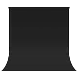 Fondo Fotográfico Negro para Vídeo de 3 x 3 m, Bonvvie Fondo Fotográfico Resistente a Las Arrugas, Fondo de Muselina Lavable para Estudio Fotográfico, Televisión, Zoom, Youtube, Reunión en Líne