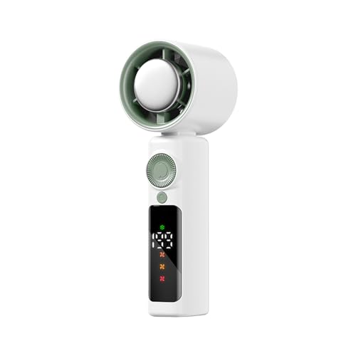 Ventilador de refrigeración portátil – Ventilador de mano turbina recargable – Mano recargable con luz nocturna 199 velocidades pantalla LED 4000mAh para interior dormitorio tienda de campaña o