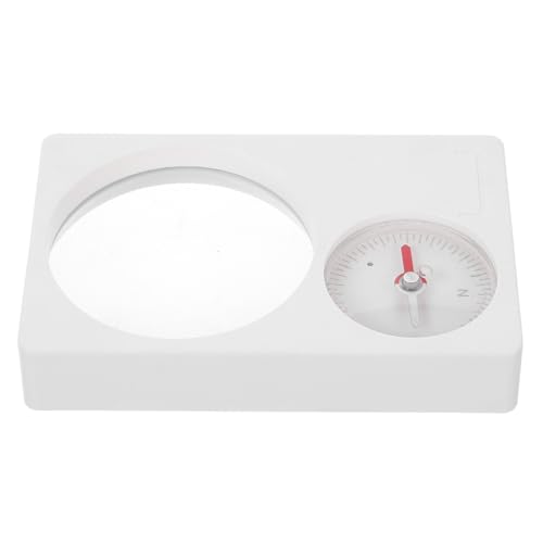 Brújula blanca mini de plástico con lupa Hemoton